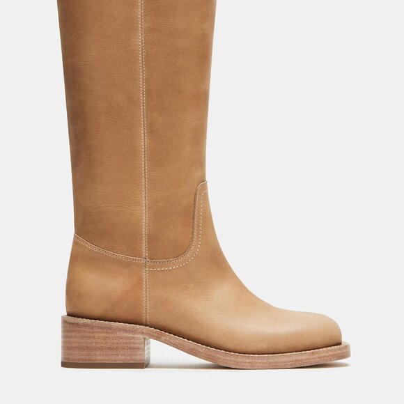 New Womens sz 10 Steve Madden RIGGS BANANA LEATHER BOOTS square shoe fashion - Picture 6 of 8